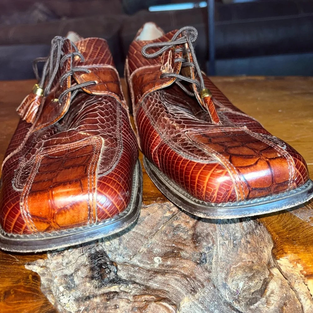 Stacy Adams Men’s Size 10 Genuine Snakeskin Leather Dress Shoes Tassel Lace-Up